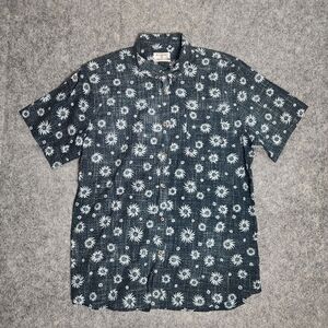 Billabong Shirt Men XXL‎ 2XL Sundays Floral Mini Printed Blue White Short Sleeve